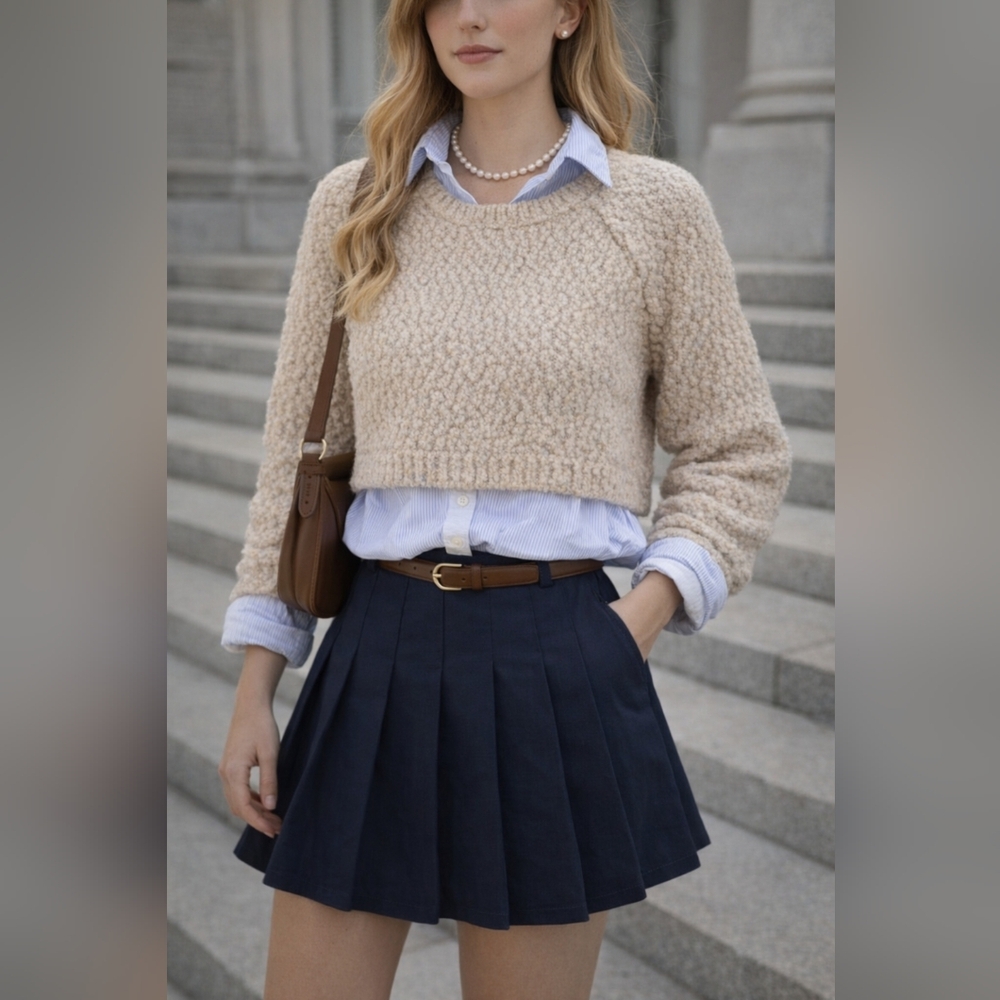 Soft Beige Crew Neck Sweater